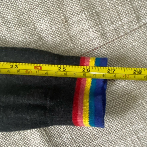 Spiritual Gangster Charcoal Grey Rainbow Knit Trim Open Long Cardigan Sweater- S - Picture 16 of 16